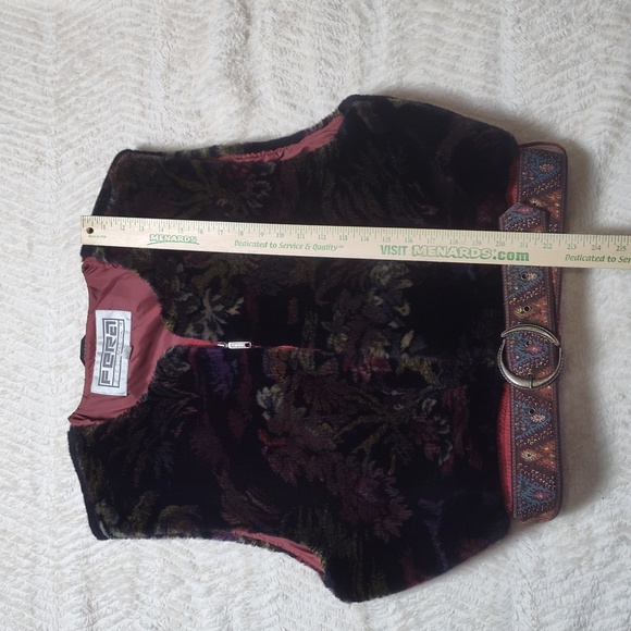 Vintage 80s FERA Skiwear Faux Fur Vest Colorful Novelty Print Size 16 - Picture 5 of 10